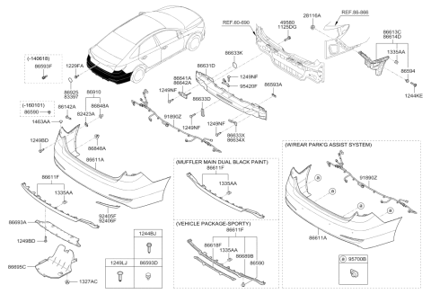 2017 Hyundai Sonata Sensor Assembly-Ultrasonic BWS Diagram for 95720-C1000-Y8S