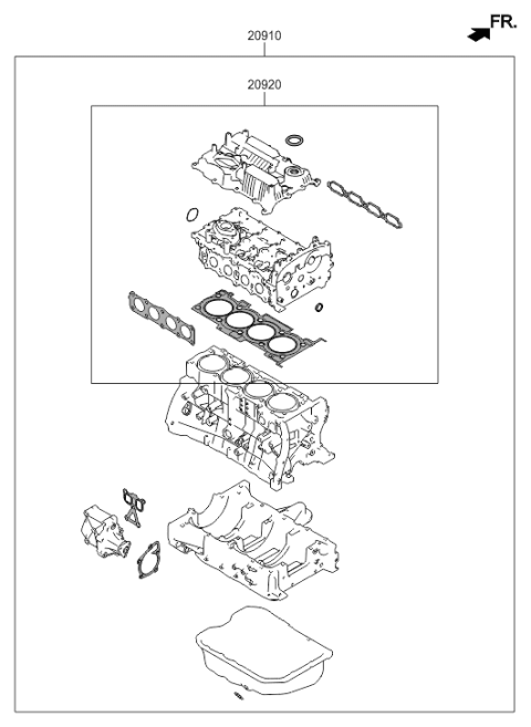 2016 Hyundai Sonata Engine Gasket Kit Diagram 2