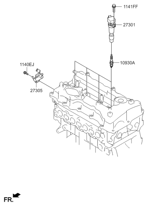 2015 Hyundai Sonata Spark Plug Assembly Diagram for 18849-09075
