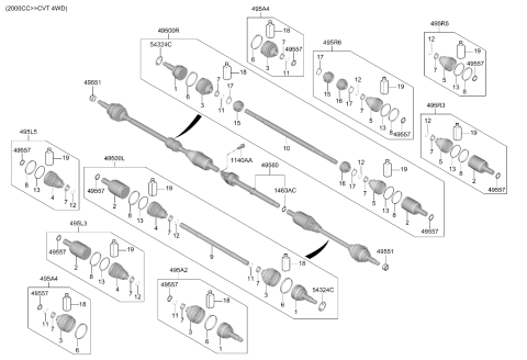 2025 Hyundai Kona JOINT KIT-WHEEL SIDE Diagram for 495A2-BE400