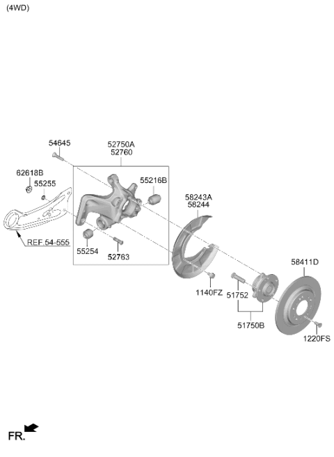 2026 Hyundai Kona Dust Cover Rear Left Hand Diagram for 58243-BE000