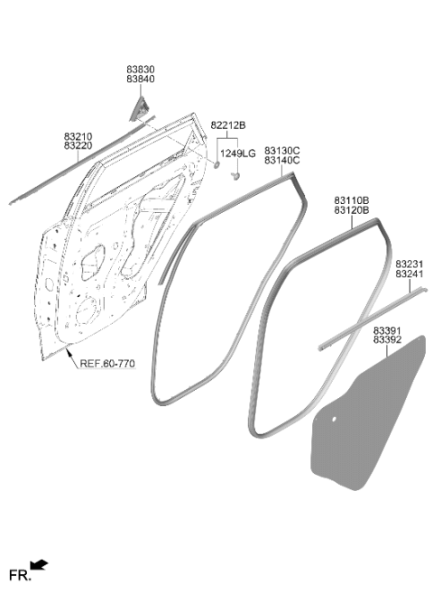 2025 Hyundai Kona W/STRIP ASSY-RR DR BELT O/S LH Diagram for 83210-BE000
