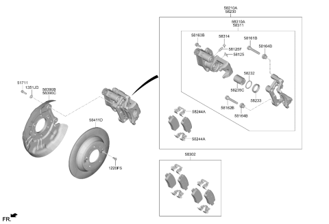 2024 Hyundai Kona BRAKE ASSY-RR WHEEL,LH Diagram for 58210-BE000