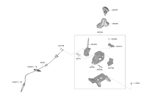 2026 Hyundai Kona CABLE ASSY-ATM LEVER Diagram for 46790-BE100
