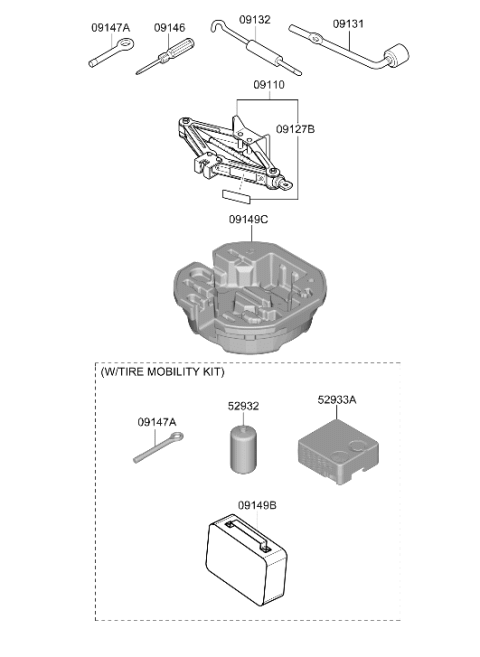 2026 Hyundai Kona MOBILITY KIT-TIRE Diagram for 52933-KL100