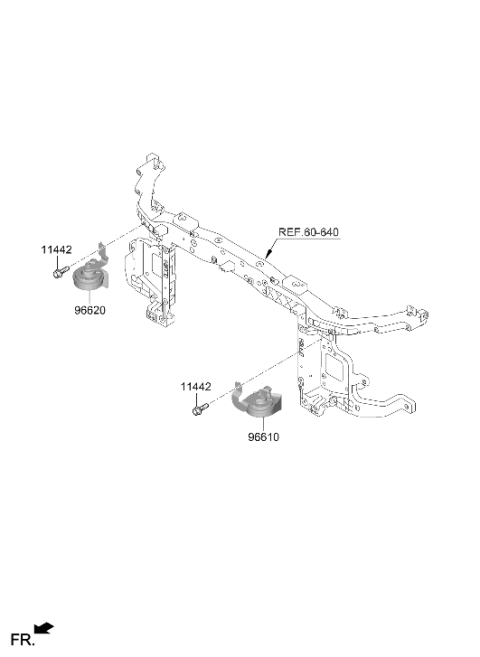 2025 Hyundai Kona Horn Assembly High Pitch Diagram for 96621-BE000