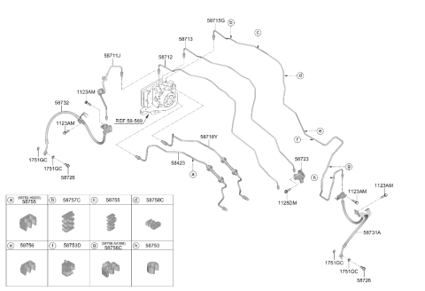 2024 Hyundai Kona Front Brake Hose Right Hand Diagram for 58732-BE000
