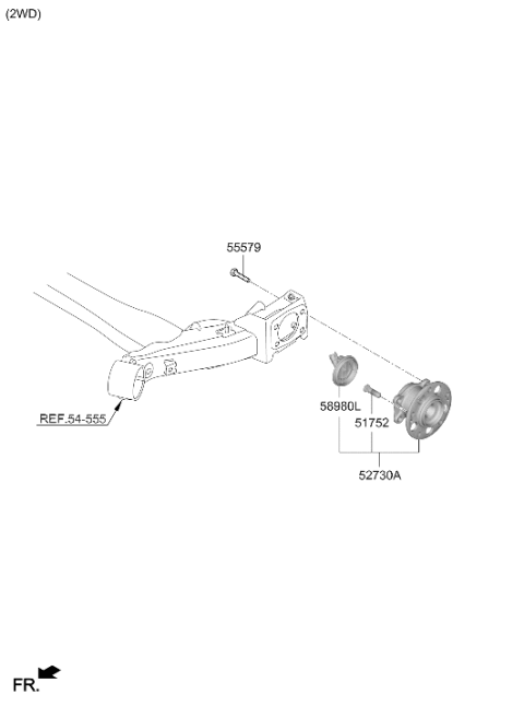 2025 Hyundai Kona HUB & BEARING ASSY-RR Diagram for 52730-BE100