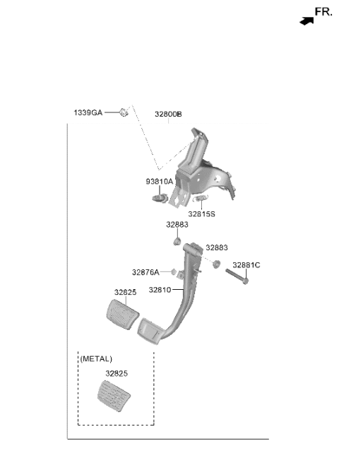2026 Hyundai Kona PEDAL ASSY-BRAKE Diagram for 32800-BE200