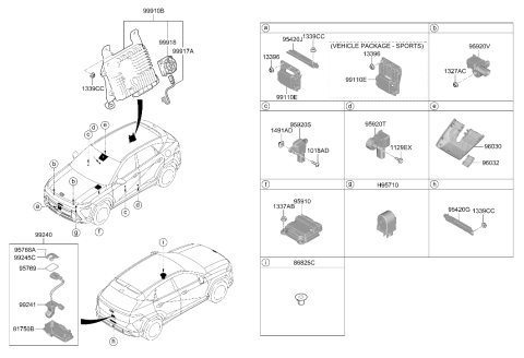 2024 Hyundai Kona Front Radar Unit Assembly Diagram for 99110-BE500