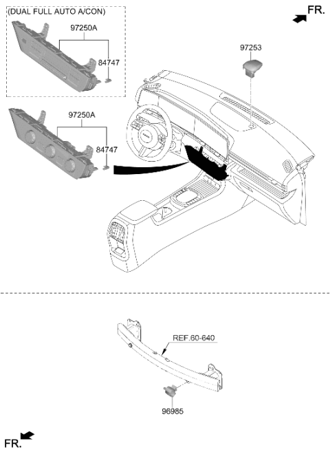 2024 Hyundai Kona Heater Control Assembly Diagram for 97250-BE060-TJ5