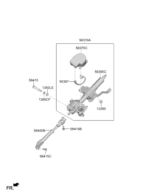 2025 Hyundai Kona Steering Column Assembly Diagram for 56310-BE030