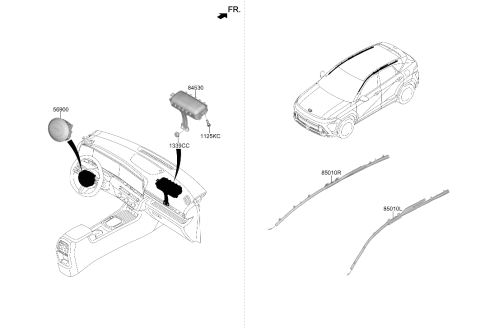 2024 Hyundai Kona Steering Wheel Air Bag Module Assembly Diagram for 80100-BE500-NNB