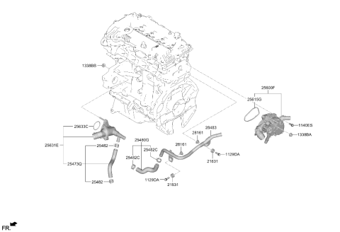 2026 Hyundai Kona Coolant Pipe & Hose Diagram 2
