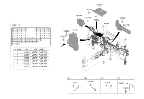 2025 Hyundai Kona Instrument Panel Junction Box Assembly Diagram for 91960-BE011