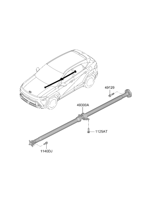 2026 Hyundai Kona SHAFT ASSY-PROPELLER Diagram for 49300-BE000