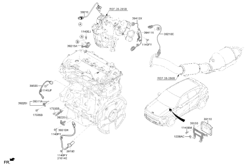 2024 Hyundai Kona SENSOR ASSY-OXYGEN Diagram for 39210-2J420