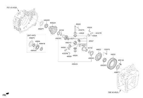 2024 Hyundai Kona Differential Case Diagram for 45822-4G750
