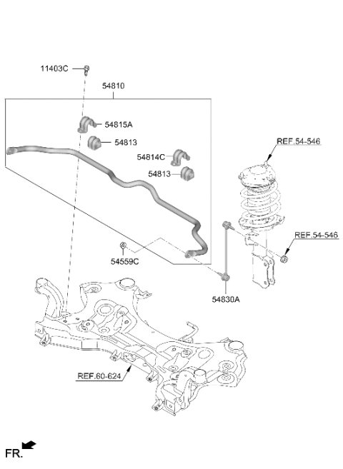 2025 Hyundai Kona LINK ASSY-FRONT STABILIZER Diagram for 54830-BE000