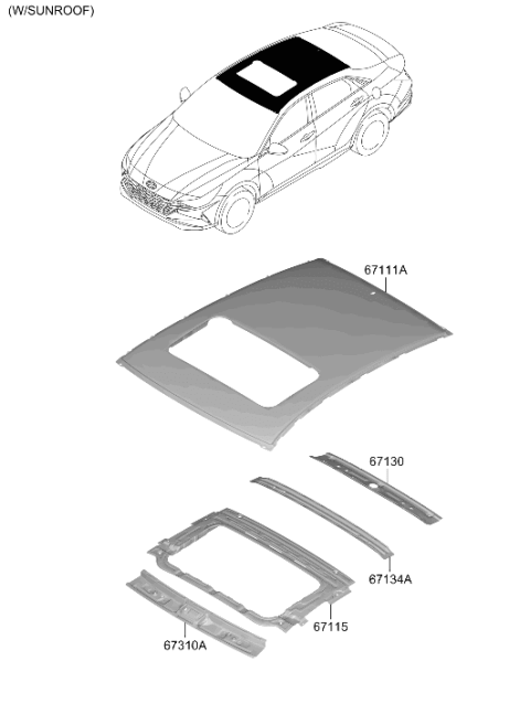 2021 Hyundai Elantra Hybrid Roof Panel Diagram 2