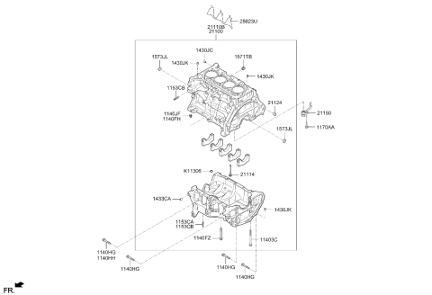 2023 Hyundai Elantra Cylinder Block Assembly Diagram for 3B033-03U00