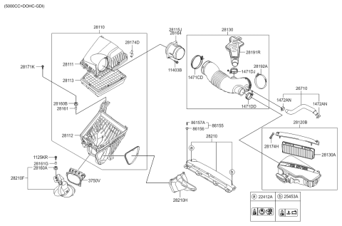 2013 Hyundai Equus Duct-Air "B" Diagram for 28210-3N150