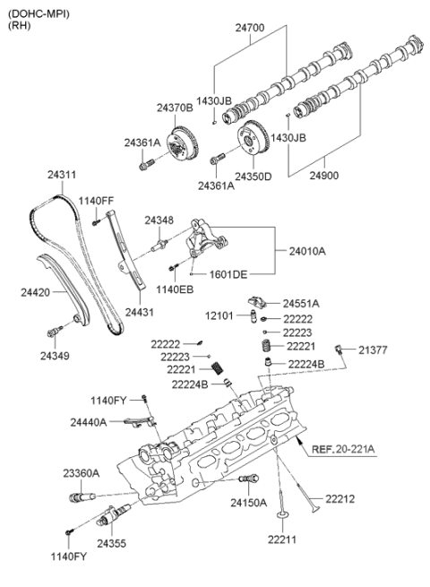 2010 Hyundai Equus Camshaft & Valve Diagram 3