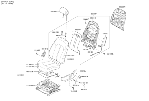 2019 Hyundai Sonata Cap-Height Knob Left Hand Diagram for 88189-C2000-TRY
