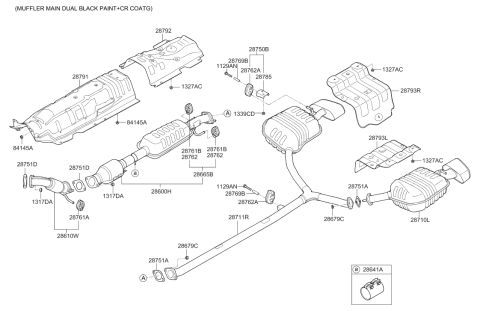 2018 Hyundai Sonata Front Muffler Assembly Diagram for 28610-C1550