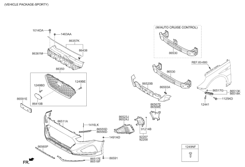 2019 Hyundai Sonata Front Bumper Diagram 2