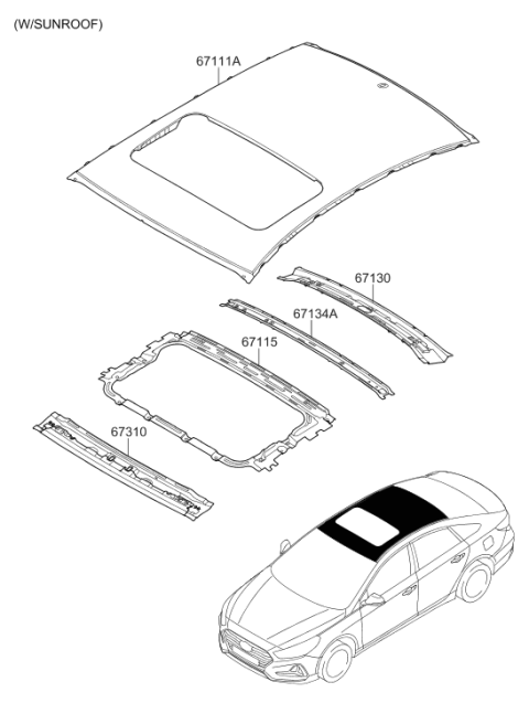 2019 Hyundai Sonata Roof Panel Diagram 2