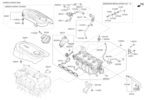 2019 Hyundai Sonata PCV Hose Assembly Diagram for 26720-2GTA2