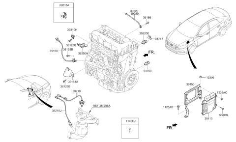2019 Hyundai Sonata Sensor Assembly-Oxygen,Front Diagram for 39210-2B510