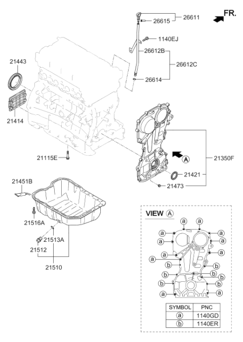 2018 Hyundai Sonata Oil Level Gauge Rod Assembly Diagram for 26611-2GGA0