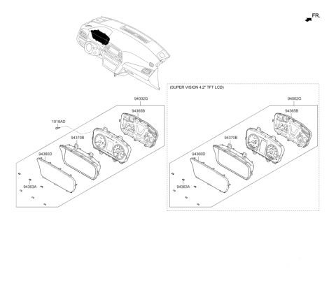 2019 Hyundai Sonata Instrument Cluster Assembly Diagram for 94071-C2000