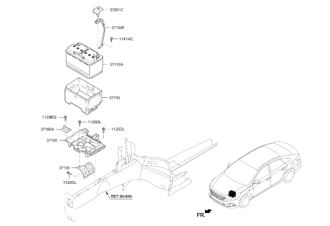 2019 Hyundai Sonata Battery Tray Assembly Diagram for 37150-C2000