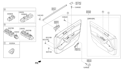 2018 Hyundai Sonata Switch Assembly Power Window Sub Diagram for 93575-C2115
