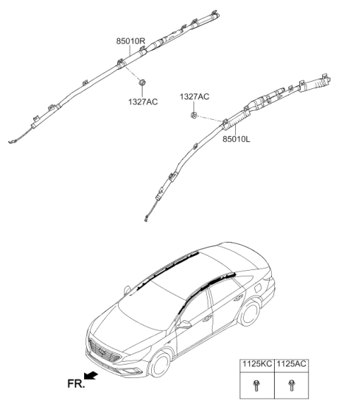 2018 Hyundai Sonata Left Hand Curtain Air Bag Module Diagram for 85010-C2010