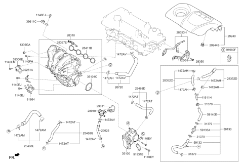 2018 Hyundai Sonata Intake Manifold Assembly Diagram for 28310-2B790
