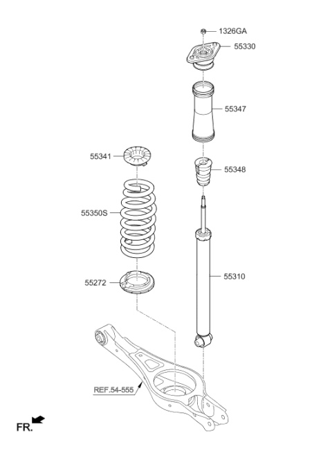 2018 Hyundai Sonata Rear Shock Absorber Assembly Diagram for 55310-C2500
