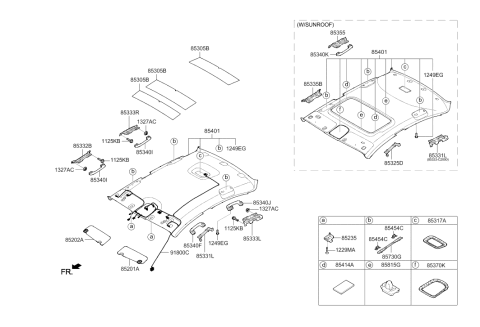 2019 Hyundai Sonata Sun Visor Assembly Left Diagram for 85201-C2301-PPB