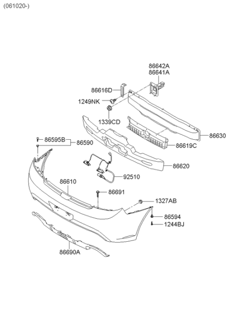 2001 Hyundai Tiburon New Body Style Rear Bumper Diagram 3