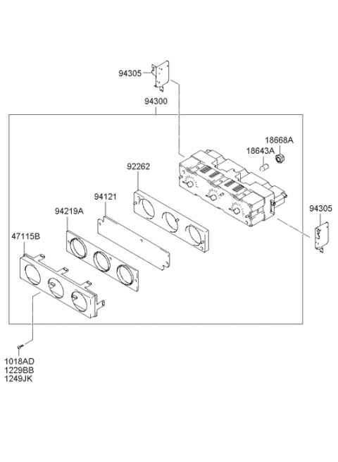 2005 Hyundai Tiburon Unit Assembly-Multi Gauge Diagram for 94300-2C250