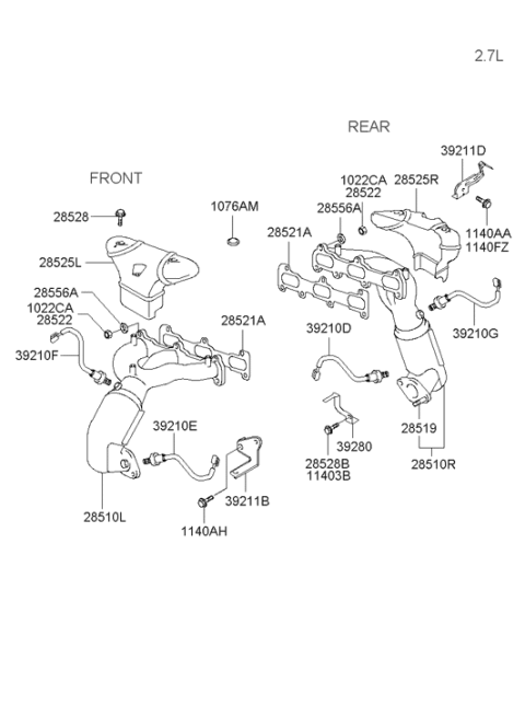 2004 Hyundai Tiburon Exhaust Manifold Gasket Diagram for 28521-23004