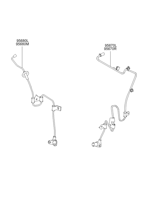 2001 Hyundai Tiburon ABS Real Wheel Sensor Assembly Left Hand Diagram for 95690-2C000