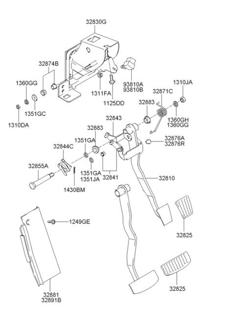 2002 Hyundai Tiburon Pad Pedal Diagram for 32825-17000