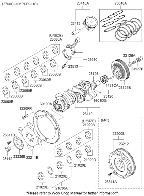 2001 Hyundai Tiburon New Body Style Crankshaft & Piston Diagram 2