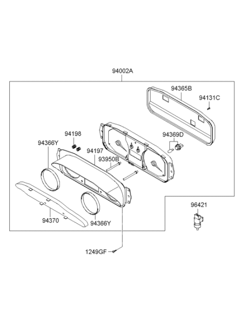 2002 Hyundai Tiburon Instrument Cluster Assembly (Mph) Diagram for 94021-2C220
