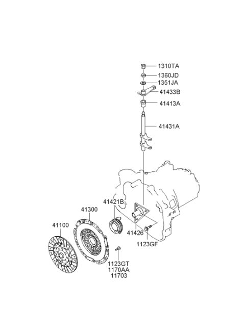 2006 Hyundai Tiburon Shaft-Clutch Release Fork Diagram for 41431-39600