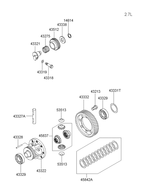 2001 Hyundai Tiburon New Body Style Transaxle Gear (5SPEED MTA) Diagram 4